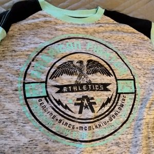 American Fighter 2XL gray-black-torquoise long sleeve t-shirt